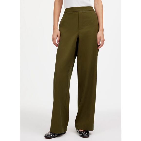 NWT MADEWELL Pull-On Straight Pants Drapey Twill Dark Olive Green Medium - Picture 1 of 6
